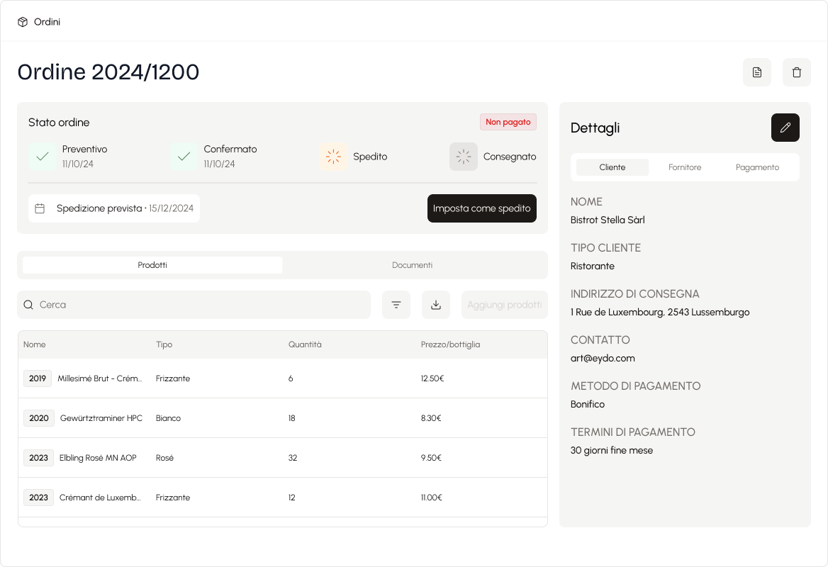 Wine orders management
